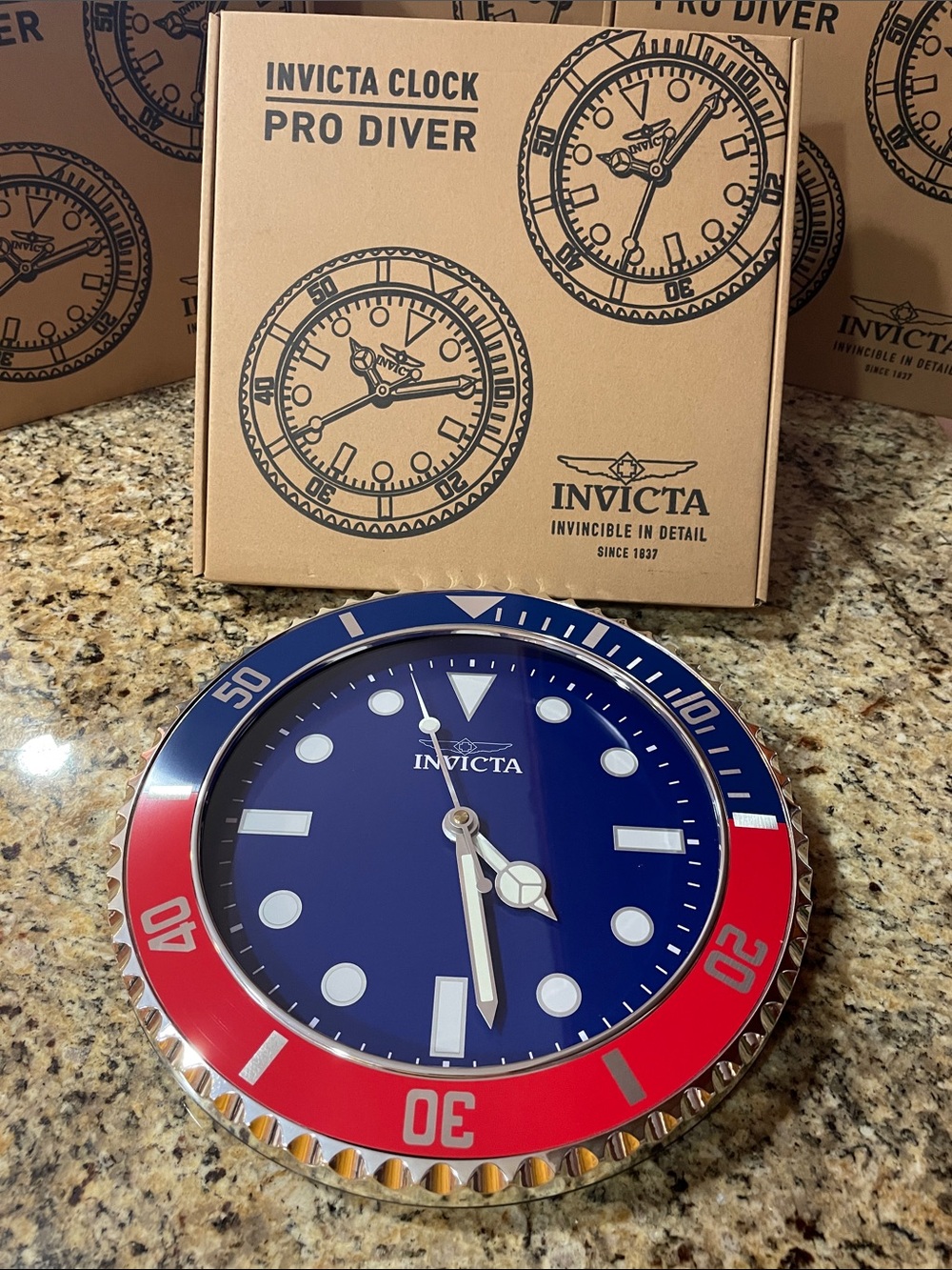 Invicta Blue and Red 12 inch Pro Diver Wall Clock